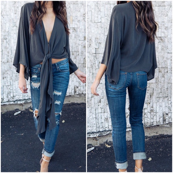 Kimono Sleeve Tie Top - Picture 5 of 8